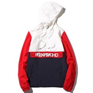 Unique Red And White Windbreaker
